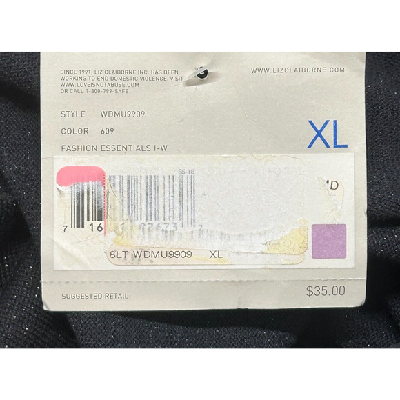 Liz Claiborne Sweater Womens XL Black Metallic Sequins Boat Neck Long Sleeve NWT - Picture 10 of 11